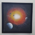 Spraypaint, Moderne Kunst, abstrakte Kunst, Planeten, Kosmos, Weltall, Bilder